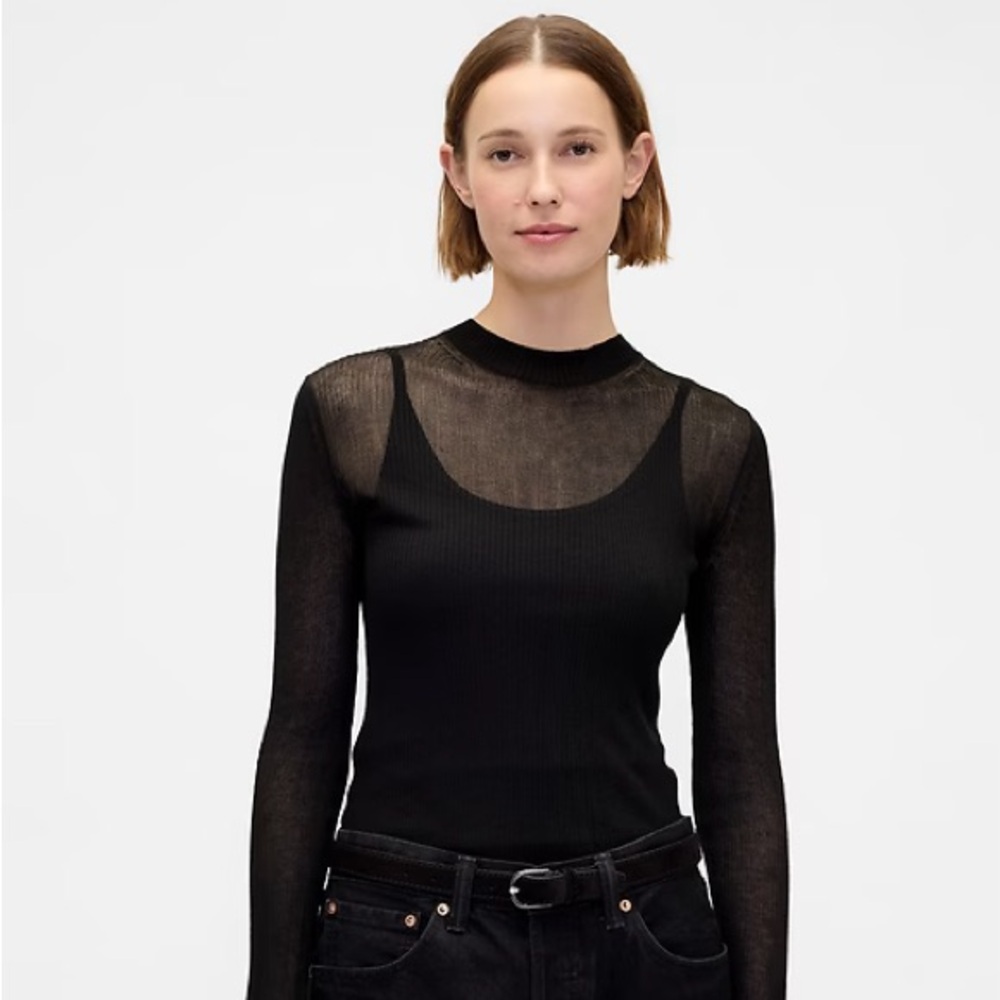 Gap High-Neck Sheer Sweater